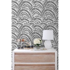Image of Hand-drawn abstract pattern black and white vibrant Art Removable Wallpaper