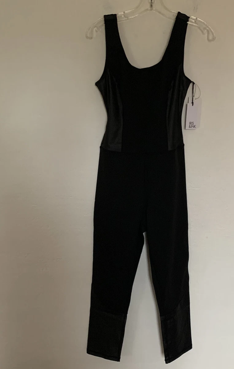 Revolve Iris Ink Black Salopette Open Back Fitted Jumpsuit Size