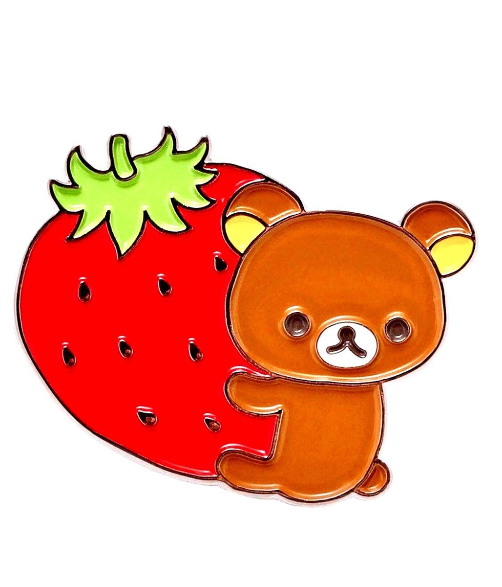 Sanrio Rilakkuma Bear Enamel Pin Strawberry Kawaii Chibi Teddy