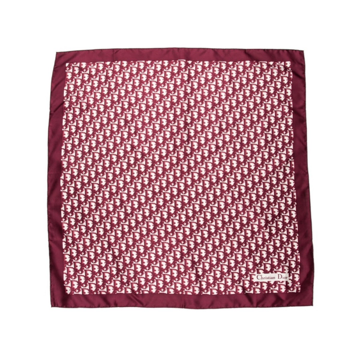 Christian Dior Burgundy Red Cream Silk Diorissimo Monogram