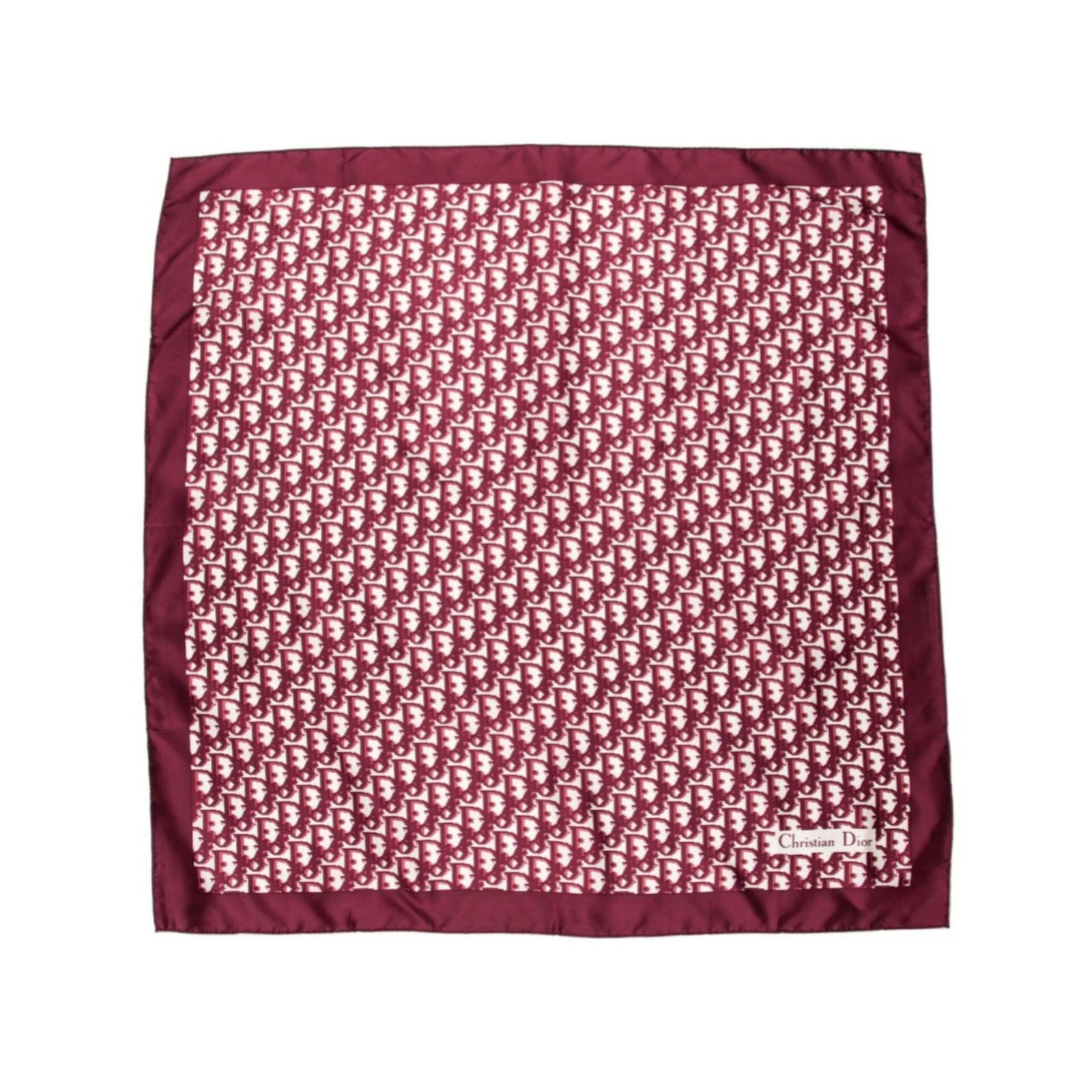 Écharpe monogramme monogramme crème rouge Christian Dior Bourgogne soie