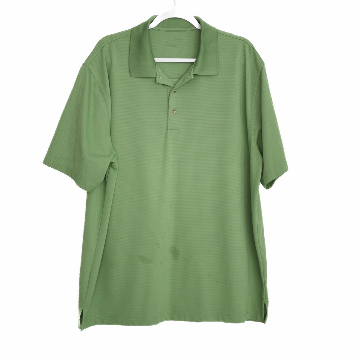 Mens Avocado Green Polo Shirt Button Collared Short Sleeve Dress