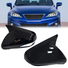 2Pcs Gloss Black Rearview Mirror Cover Caps For 2006-2012 Lexus IS IS250 IS350