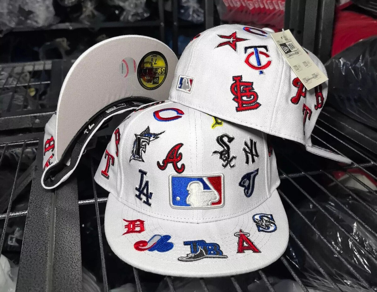New MLB Teams Patch Logos All-Over Black Fitted 59FlFTY Era New MLB Teams Patch Logos All-Over Black Fitted 59FlFTY Era