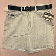 Vintage 1990 s Lee Rivited Denim Shorts With Belt, Deadstock Size 10