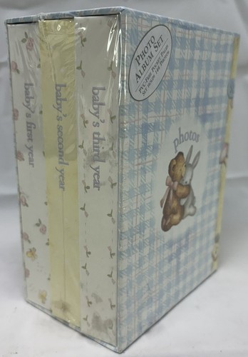 NOS Carters Baby Photo 3 Album Zestaw 1. 2. 3. Vintage lata 90. Y2K Slipcase Pastelowe - Zdjęcie 1 z 8