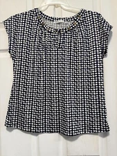 NOTATIONS Top shirt blouse M 10 Bust 40 Length 25 Black White Geometric