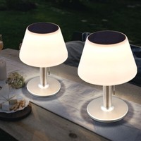 Tischleuchte Solarleuchte AußEnlampe Led Edelstahl Zugschalter Garten 2Er Set