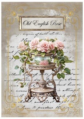 Decoupage-Bastelpapier-Softpapier-Vintage-Old English-Rose-13439