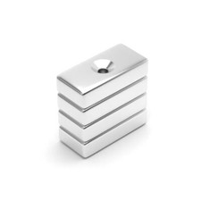 Neodymium Countersunk Block Magnets 20mm x 10mm x 4mm x (4mm Hole) N42 Strong