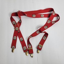 John Henry Made in West Germany Santa Claus Christmas Suspenders Braces Red