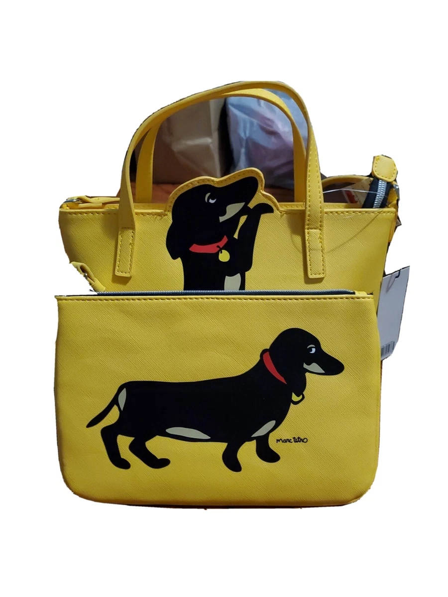 Marc Tetro Dachshund Cross body Bag with 2 handles Wristlet set