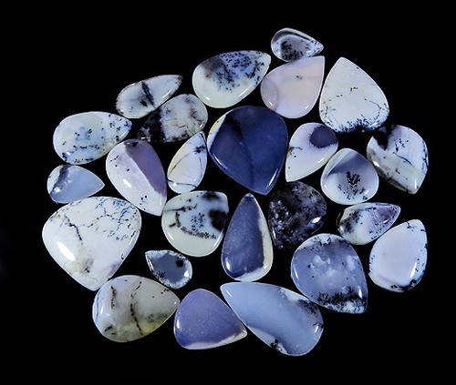 NATURAL DELDRITE OPAL MIX CABOCHON LOOSE GEMSTONE WHOLESALE LOT Ei504 - Picture 3 of 5