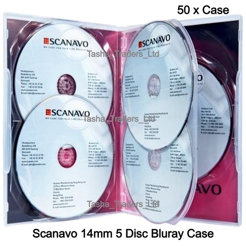 50 x Scanavo 14mm Holds 5 Disc Super Clear Transparent Overlap High Quality New - Afbeelding 9 van 24