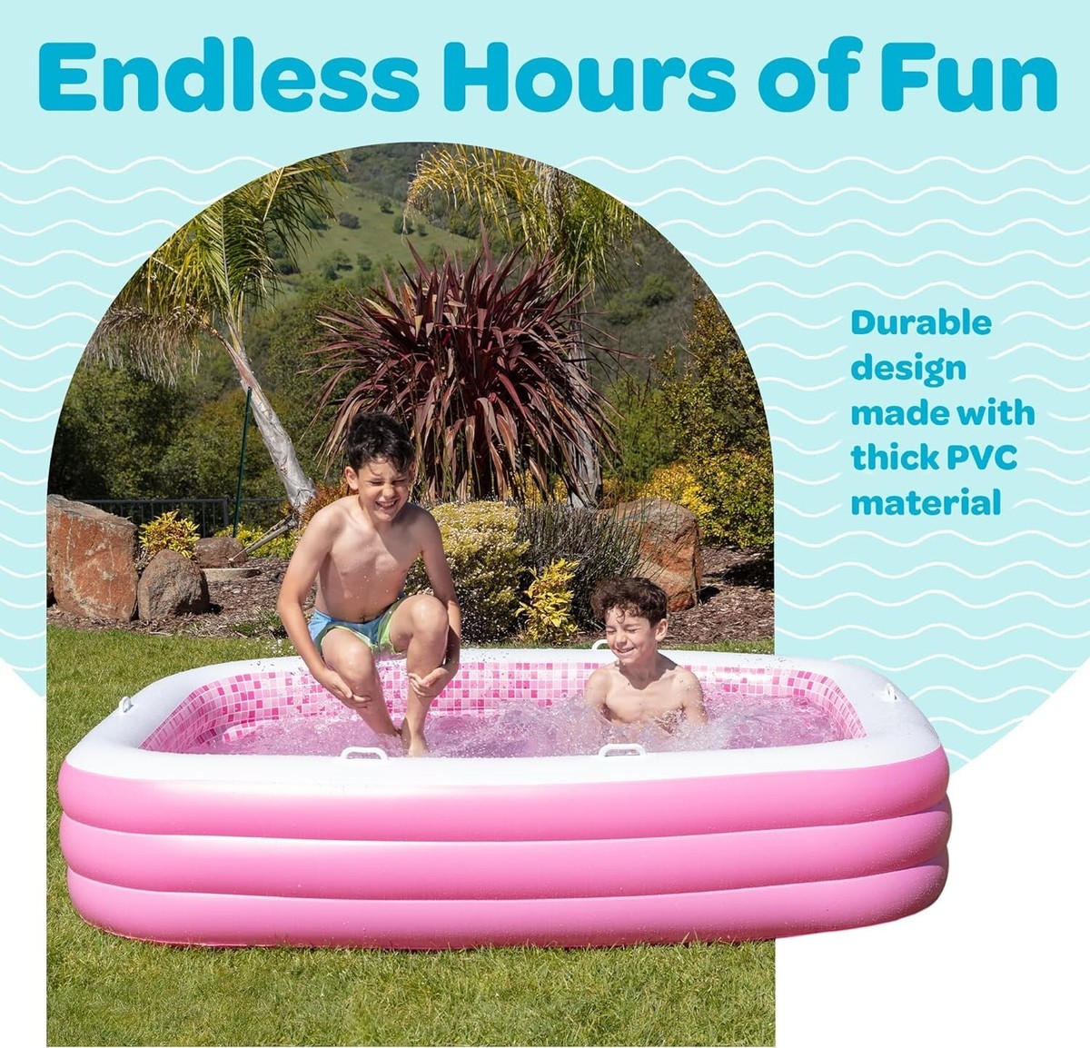 Swimming Pool Inflatable Kids Family Children Blow up Floor Pink