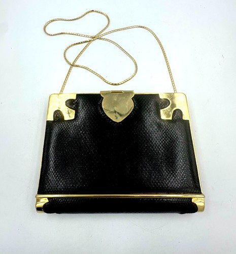 SAC BANDOULIÈRE AUTHENTIQUE JUDITH LEIBER COUTURE PEAU DE SERPENT STYLE LIVRE - Photo 2/13