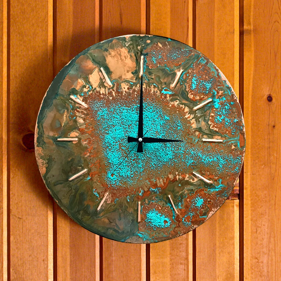 Reloj de Pared Grande Mediados de Siglo Moderno Art Deco Granja Silencioso Cobre Decoración de Pared Foto 3 de 4
