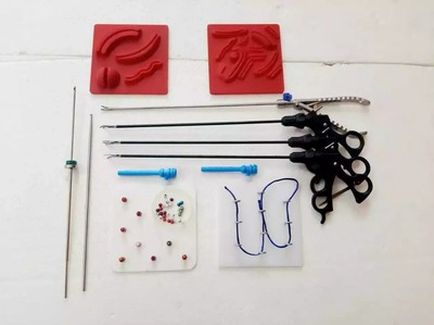 Laparoscopic Training Box Virtual Endo Trainer Foldable In Carry Instrument Set