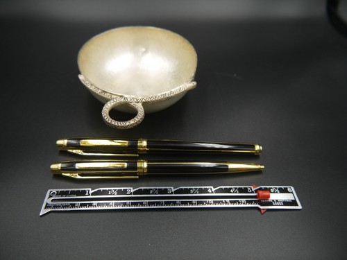élysée Parthenon Laque Classique Cloisonné & 18K Gold Fountain & Ballpoint SET - Picture 4 of 12