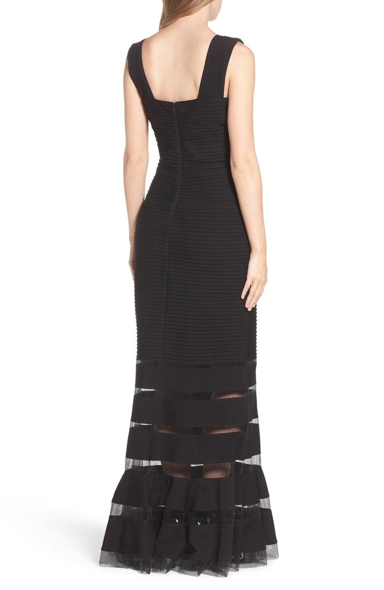 tadashi shoji mesh dress Tadashi Shoji Womens Special Occasion Full-Length Evening Dress Black