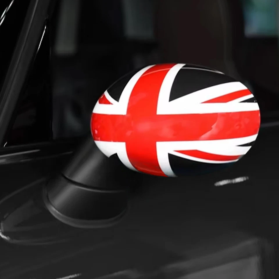 Calotte specchietti Union Jack nero rosso adatte per Mini F54 F55 F56 F57 13-18 - Immagine 2 di 4