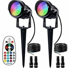 SUNVIE 12W Low Voltage Landscape Lighting RGB Color Changing LED Landscape  