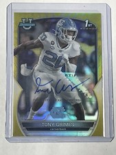 TONY GRIMES 2022 BOWMAN UNIVERSITY CHROME GOLD REFRACTOR ROOKIE RC AUTO /75