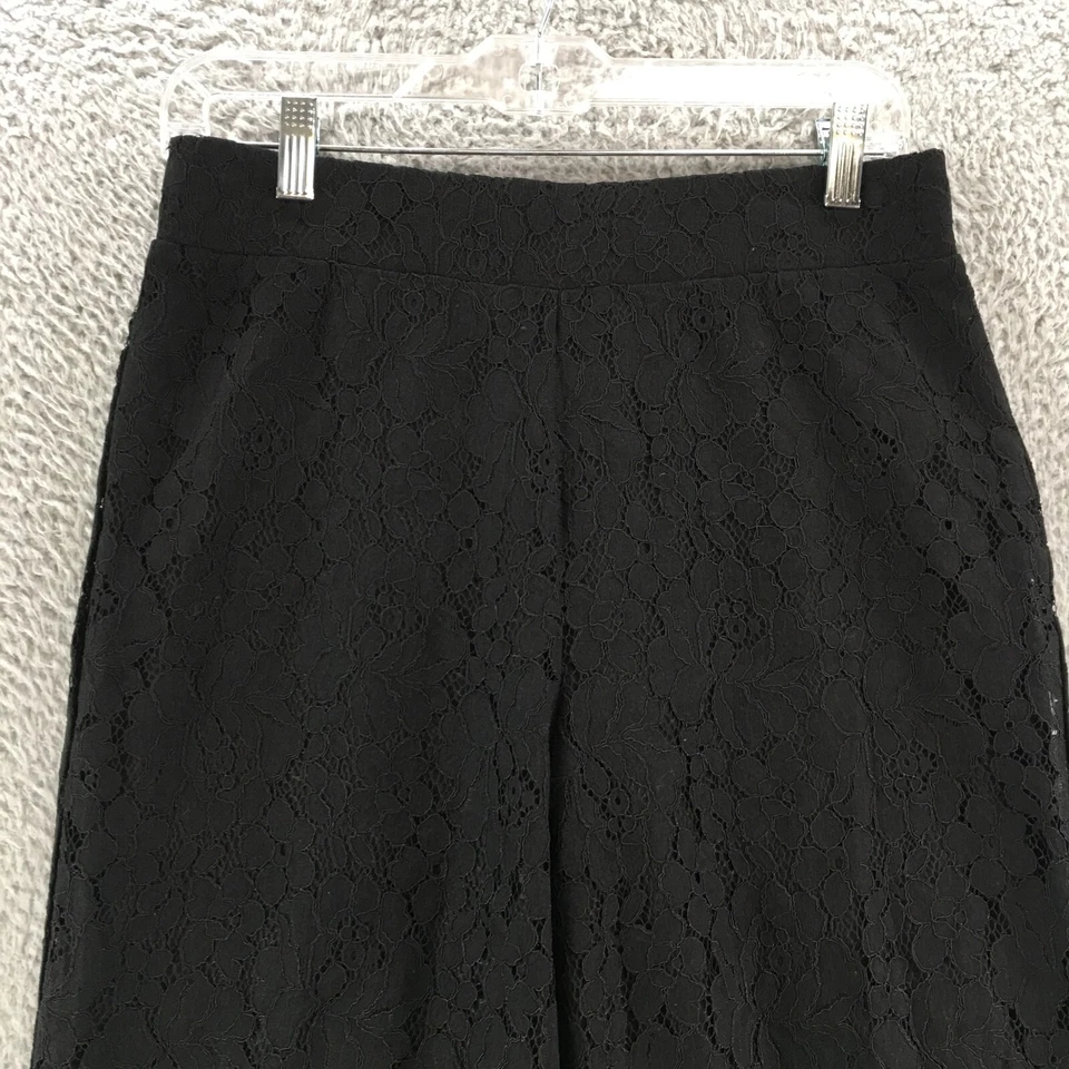 Isaac Mizrahi Live! Pantalones de encaje de pierna ancha para mujer XST negros recortados cintura alta Foto 2 de 4