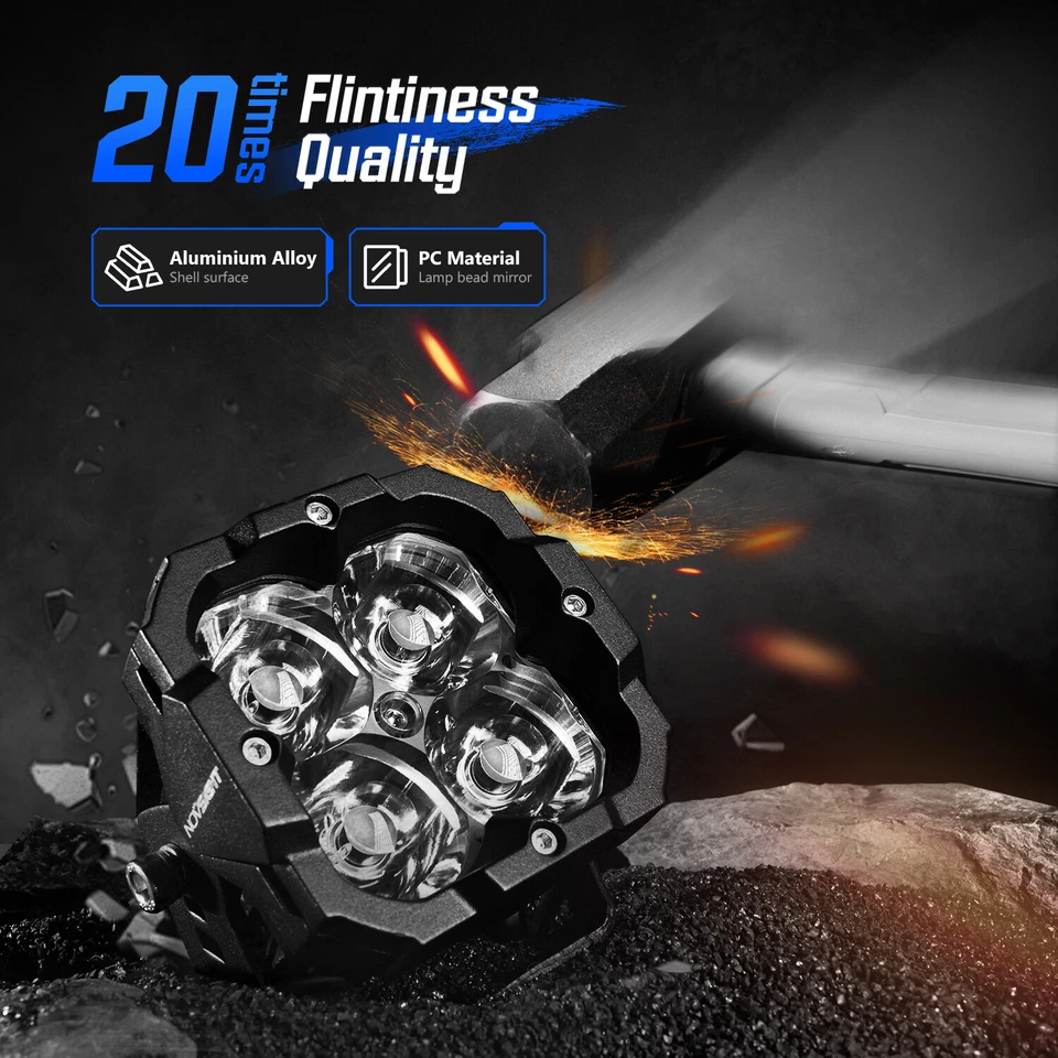 NOVSIGHT 3" Off Road LED Light Pods Lights Driving Fog Flood Spot Bright Lamps - Image 3 of 4