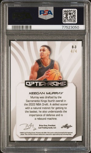 2022 LEAF OPTICHROME BLUE PRIZM CRACKED ICE MOJO KEEGAN MURRAY RC # /4 PSA 10 - Picture 6 of 6