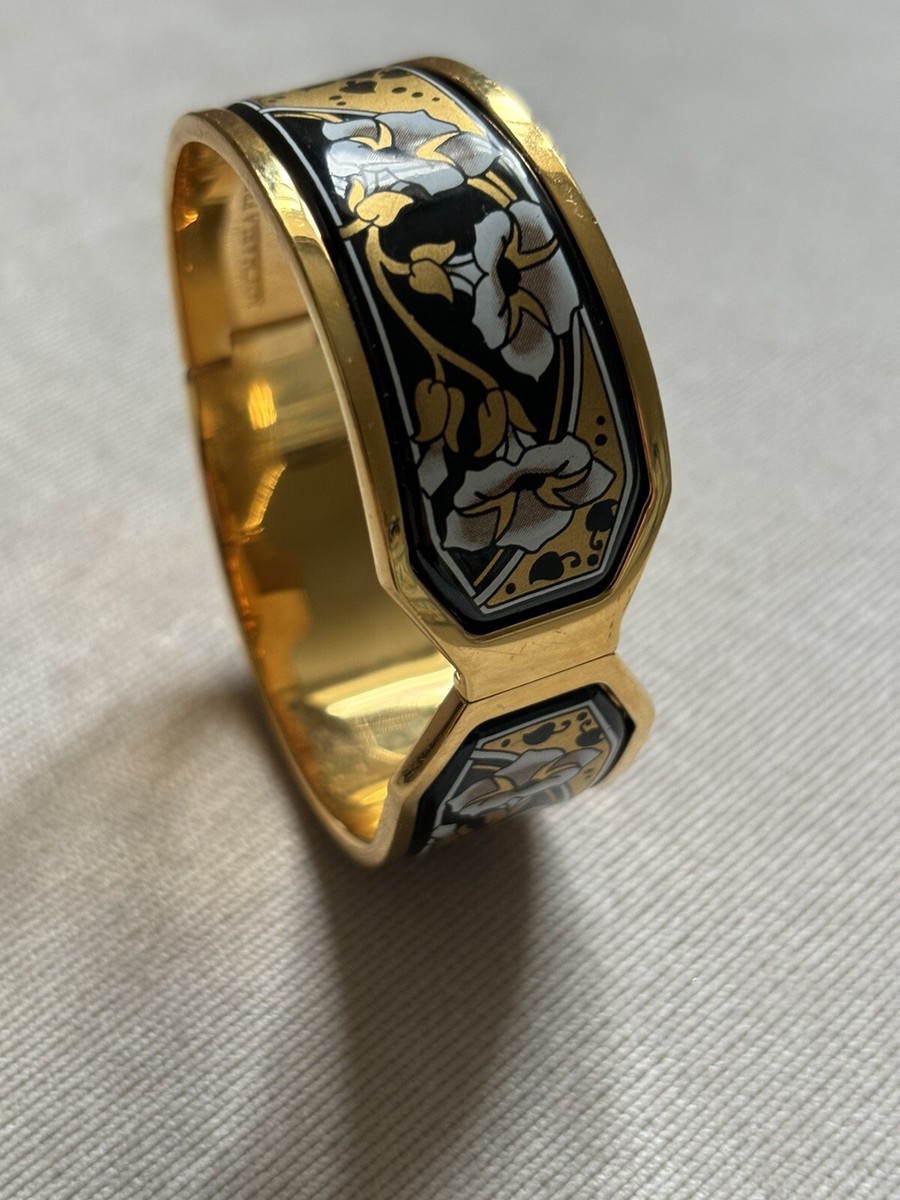 Vintage Michaela Frey Wien 24KGold Plated Enamel Wide Bangle Vintage Michaela Frey Wien 24KGold Plated Enamel Wide Bangle