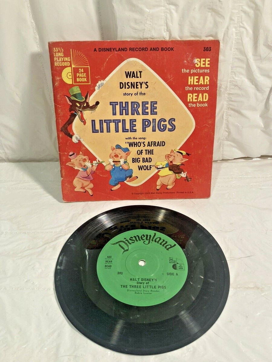 ディズニーレコード Vtg 1965 Walt Disney 33 1/3 Vinyl Record & Book The Three Little
