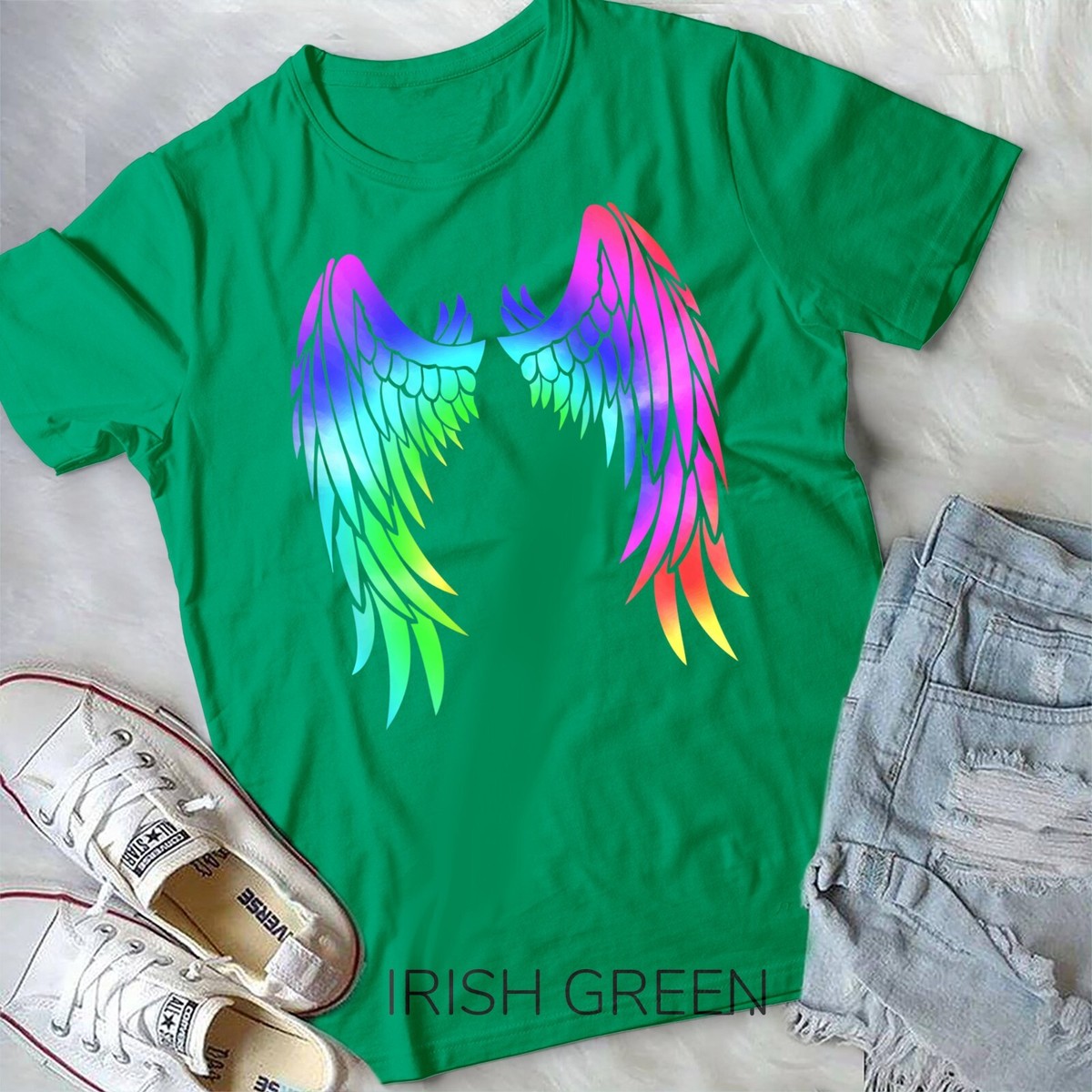 Angel Wings Tie Dye Rainbow Print T-Shirt Unisex T-shirt | eBay