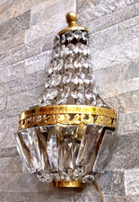 APPLIQUE SINGOLA VINTAGE OTTONE STILE IMPERO GLASS OLD SCONCE BRASS