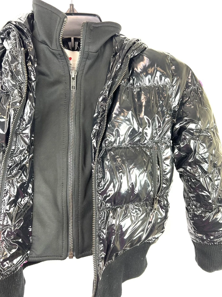 Abrigo acolchado negro con capucha para niña Appaman talla 5 Foto 2 de 4