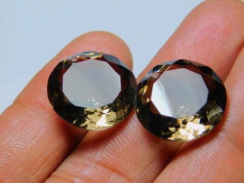 4 Pcs Of Top Front To Back Drilled Hydro Smoky Quartz Facet Round Cut Beads 15mm - Picture 6 of 6