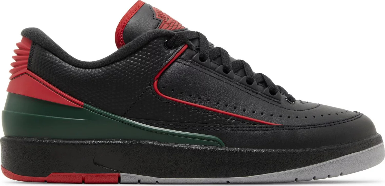 Кроссовки Nike Air Jordan 2 Retro Low GS Christmas Черные, красные, зеленые FJ6869-006 от 5,5 до 6,5 лет