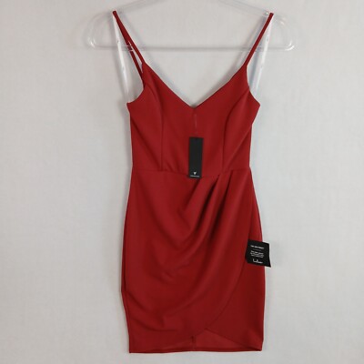 Lulus Women's Forever Your Girl Rust Red Bodycon Wrap Mini Dress Size XS NWT
