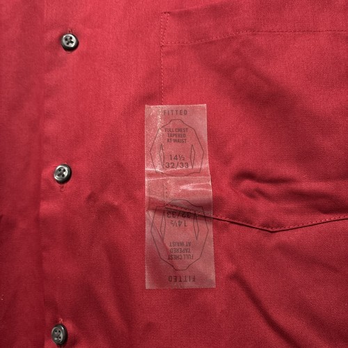 Van Heusen Fitted Lux Sateen Dress Shirt Men's Size M 14 1/2 32/33 Dark Red NWT - Picture 4 of 7