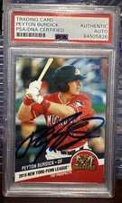 PEYTON BURDICK RC SIGNED 2019 CHOICE #05 NEW YORK PENN LEAGUE PSA/DNA AUTO