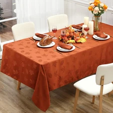 Fall Tablecloth 60 X 120 in Autumn Leaves Jacquard Table Runner Rectangle Fabric