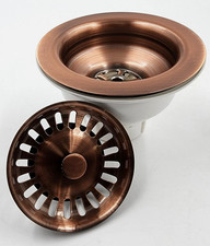 Whitehaus Antique Copper 3.5" Basket Strainer for Fireclay Kitchen Sinks