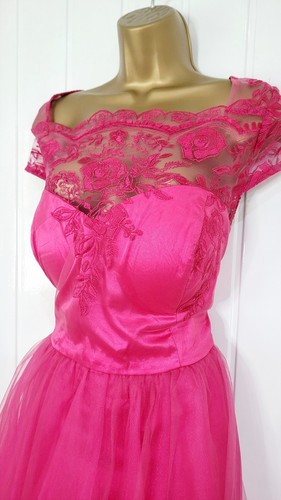 Chi Chi Curve UK 24 rosa Fit & Flare Anlass Party Kleid Hochzeit Rennen sehr guter Zustand - Bild 2 von 11