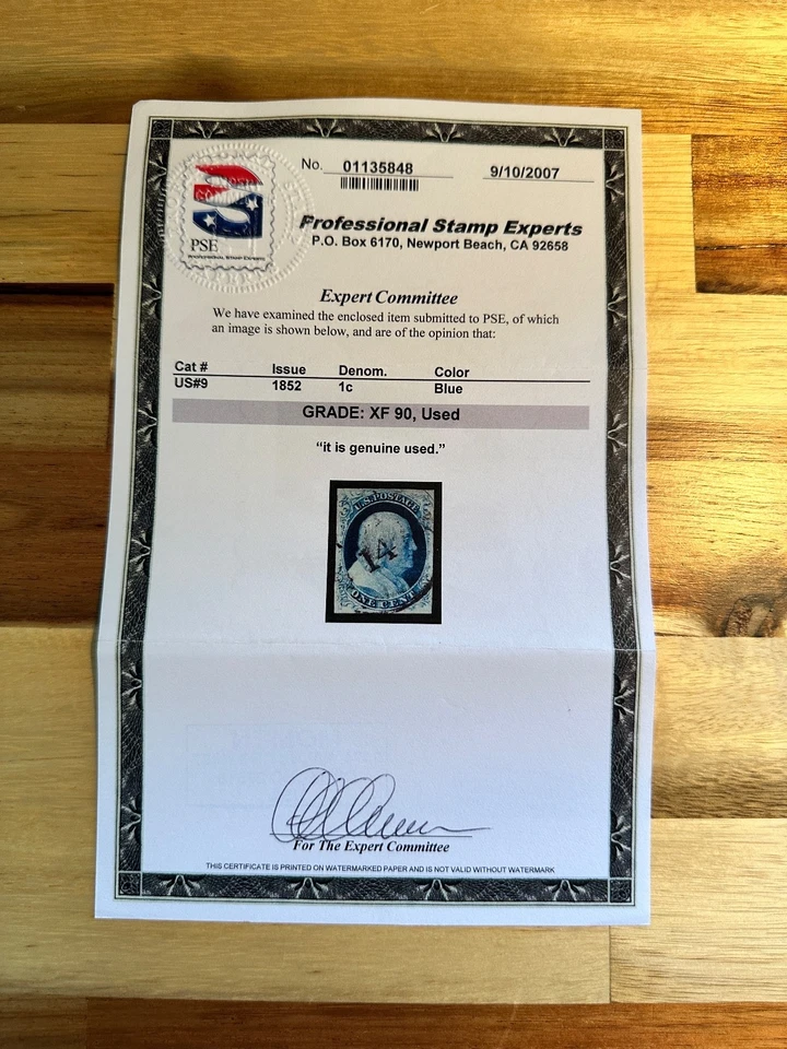 US Stamps #9 Used PSE Graded XF-90 w/ "14" Cancel - Image 4 of 4