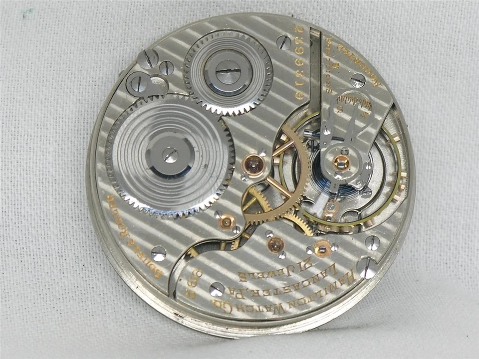 VINTAGE 16S HAMILTON 992 21 JEWEL RAILROAD POCKET WATCH MOV'T & DIAL, RUNNING! - Image 4 of 4