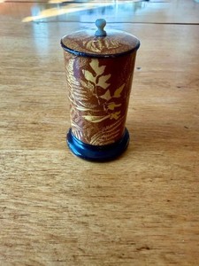 Rare 19th Century Mauchline Fern Ware Go-To-Bed Match Holder Circa1890
