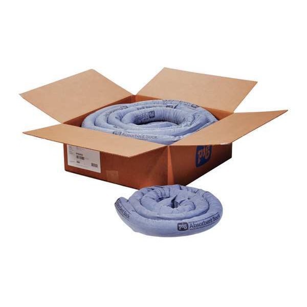 Pig Pig203 Sorbent Sock, 14 Gal, 3 In X 20 Ft, Universal, Blue, 4 Pk