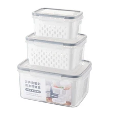 Fruit Storage Containers for Fridge w/Removable Colander Draining Fresh Box