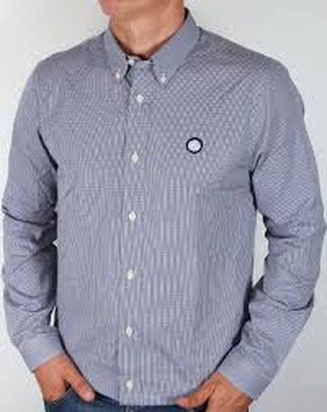 Men Pretty Green Shirt Navy Cotton 44 / XXL / 52