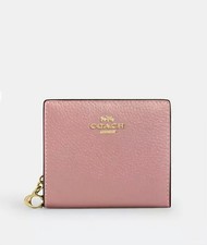 NWT Coach Snap Wallet Pink Pebbled Leather w/ Charm IM Carnation C2862